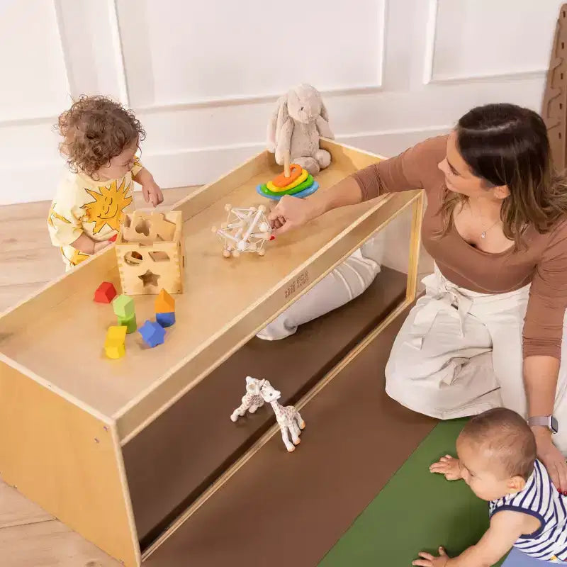 Armoire de rangement de classe double face avec dessus d'activité et miroir