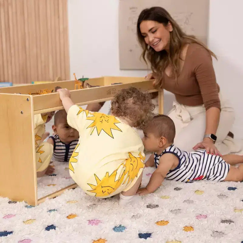 Armoire de rangement de classe double face avec dessus d'activité et miroir