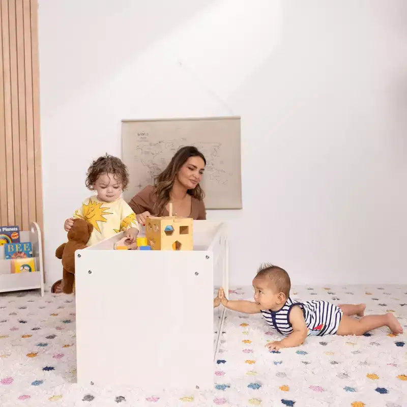 Armoire de rangement de classe double face avec dessus d'activité et miroir