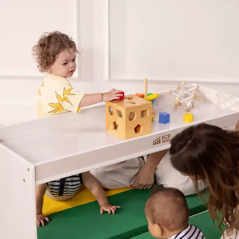 Armoire de rangement de classe double face avec dessus d'activité et miroir