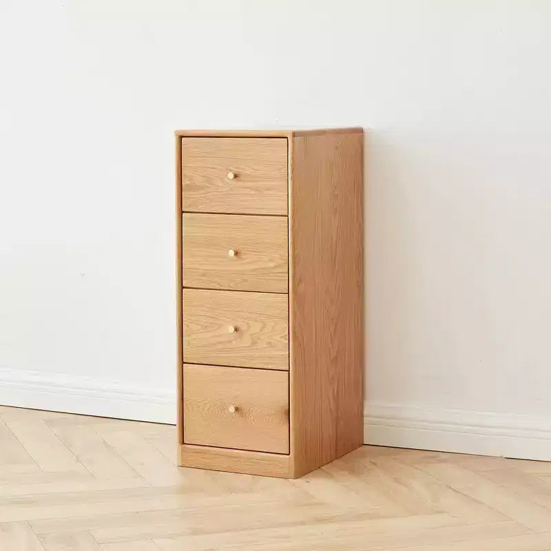 Table de chevet en bois avec 4 tiroirs – Meuble de rangement de chevet autoportant