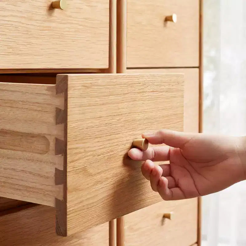 Table de chevet en bois avec 4 tiroirs – Meuble de rangement de chevet autoportant