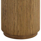Table d'appoint ronde en chêne naturel rustique de 17,75" avec base cannelée marron