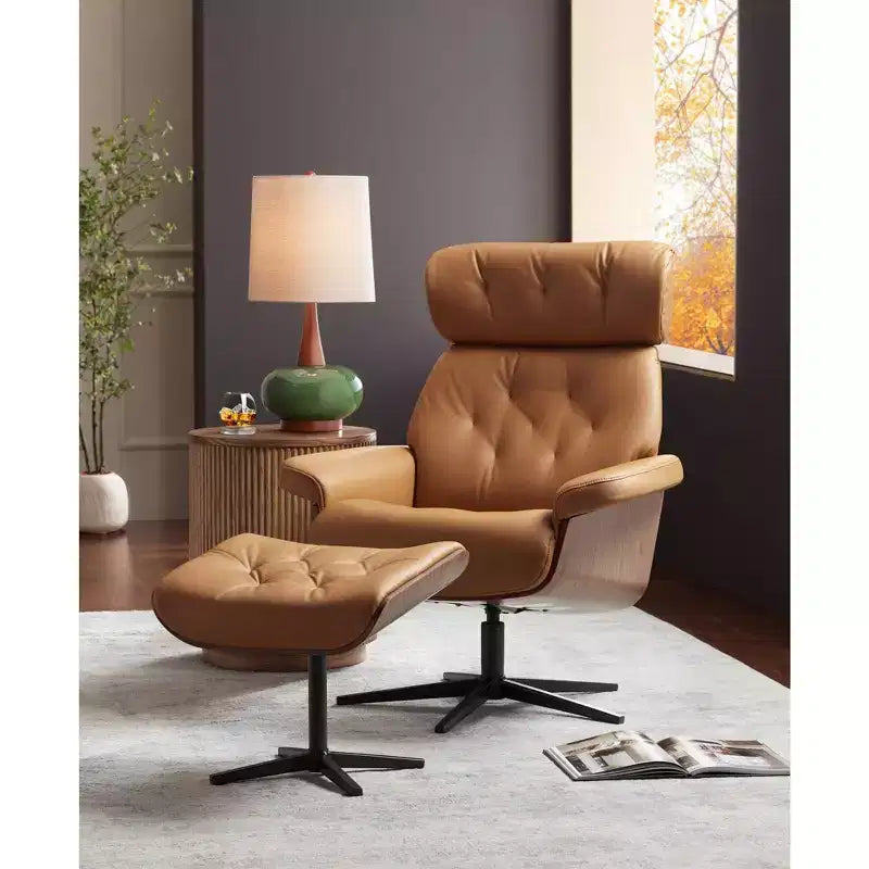 Table d'appoint ronde en chêne naturel rustique de 17,75" avec base cannelée marron